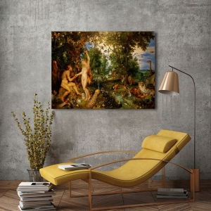 Tableau toile, affiche Rubens, Le jardin d'Eden et le péché originel