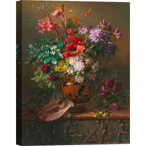 Stampa su tela. Jan Van Os, Natura morta con fiori in un vaso greco