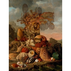 Tableau toile, affiche Wiertz, Coquillages et plantes de mer (1809)