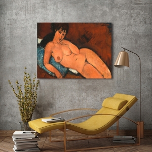 Wall art print, canvas and poster. Modigliani, Nude on a Blue Cushion