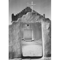 Tableau sur toile, affiche de Ansel Adams Église, Taos Pueblo, 1942
