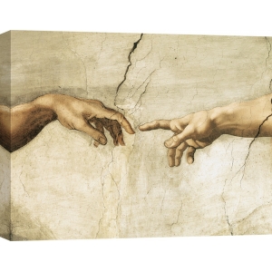 Tableau sur toile. Michelangelo Buonarroti, Création d'Adam (détail)