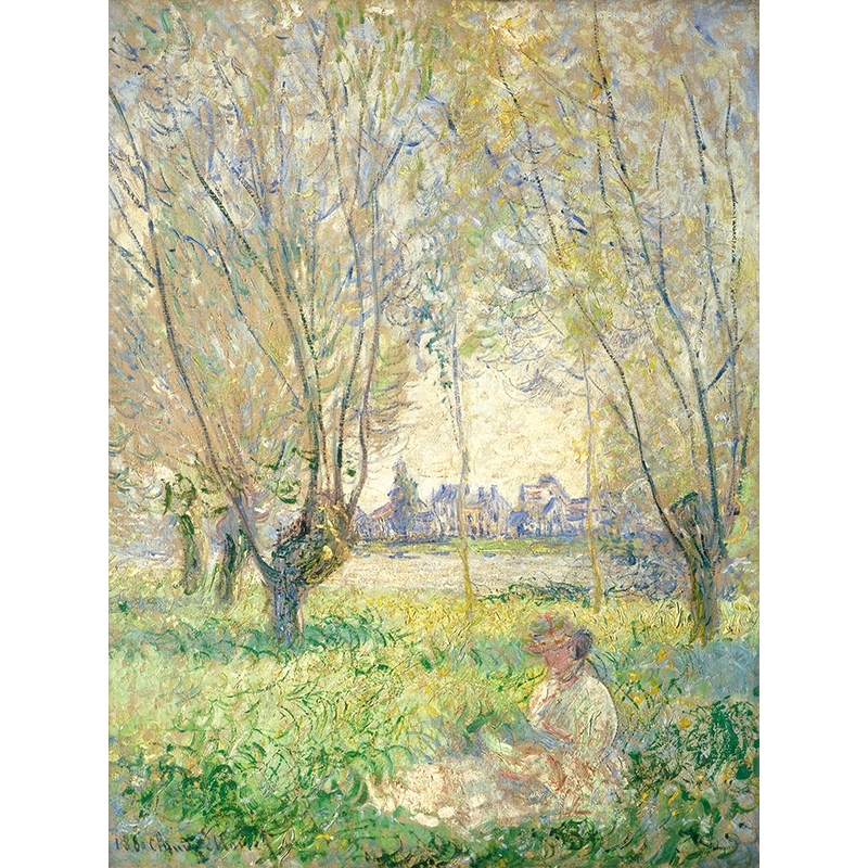 Tableau toile, affiche, poster Monet, Femme assise sous des saules