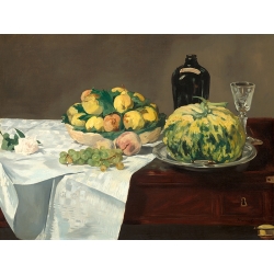 Tableau toile, affiche Manet, Nature morte avec melon et pêches