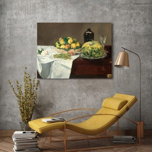Cuadro, poster y lienzo, Manet, Bodegón con melón y melocotones
