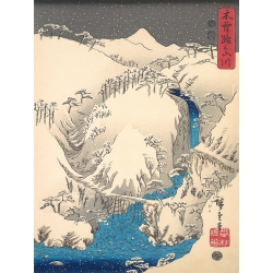 Tableau toile, affiche Hiroshige, Montagnes et rivières Kisokaido