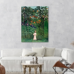 Cuadro, poster y lienzo, Henri Rousseau, Mujer en un bosque exótico