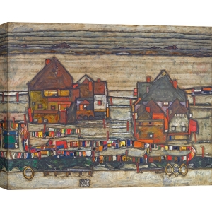 Wall art print, canvas and poster by Egon Schiele, Houses with Laundry