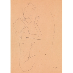 Stampa, poster, quadro su tela disegno di Egon Schiele, Il bacio