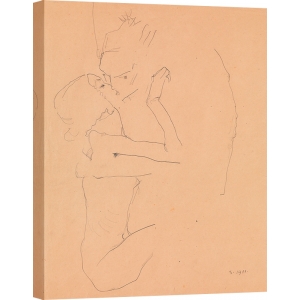 Stampa, poster, quadro su tela disegno di Egon Schiele, Il bacio