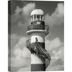 Fashion bilder auf leinwand und poster, Lauren, On the lighthouse bw