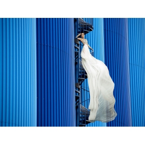 Fashion wall art print, canvas, poster. Julian Lauren, Indigo