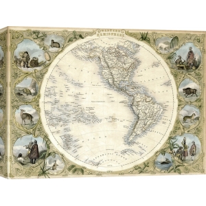 Karte und Weltkarte. John Tallis, Map of the Western Hemisphere, 1850