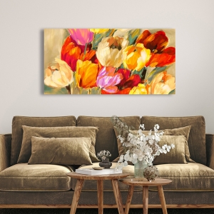 Quadro su tela fiori moderni, poster. Jim Stone, Tulipani colorati