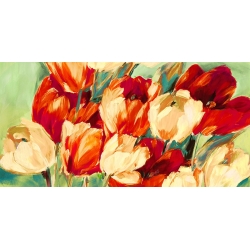 Floral wall art print and canvas. Jim Stone, Red and White tulips