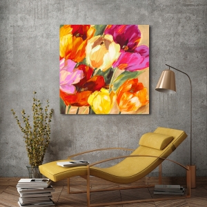Quadro su tela fiori, poster. Jim Stone, Tulipani colorati II