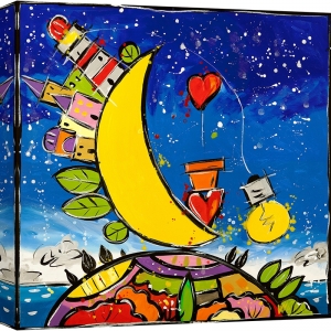 Cuadro colorido en lienzo, poster, Wallas, En lo alto de la noche
