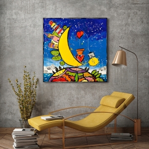 Tableau coloré sur toile, affiche, Wallas, Haut dans le ciel étoilé