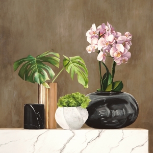 Quadro fiori. Thomlinson, Composizione floreale, marmo bianco II