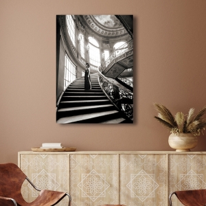 Fashion wall art print, canvas, Femme sur l’escalier