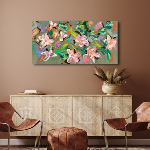 Abstract floral print, canvas, poster, Waterlilies Parade by Parr