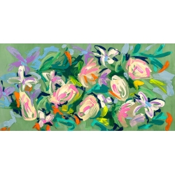 Abstract floral print, canvas, poster, Waterlilies in Spring by Parr