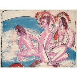 Quadro su tela o poster Kirchner, Tre bagnanti tra le rocce