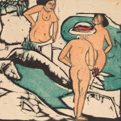 Art print, canvas, Kirchner, Women Bathing between White Stones