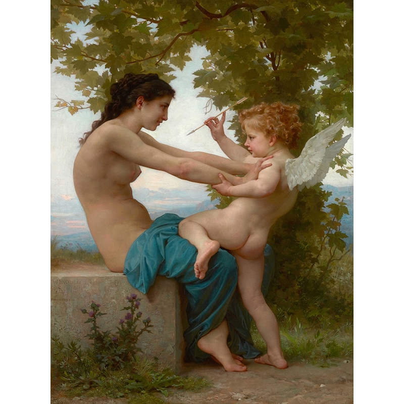 Art print Bouguereau, Young Girl Defending Herself against Eros