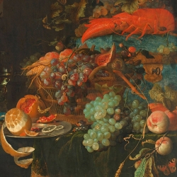 Tableau Abraham Mignon, Nature morte avec fruits et homard
