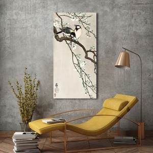 Tableau de Ohara Koson, Mésange sur une branche de cerisier