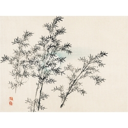 Tableau Japonais Bairei Kano, Bambou. Estampe, affiche, toile