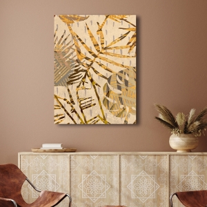 Quadro moderno con foglie di palma. Grant, Golden Palms Panel II