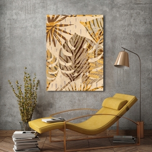 Quadro moderno con foglie di palma. Grant, Golden Palms Panel III