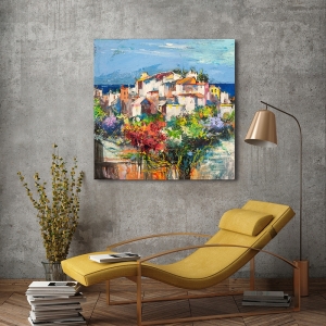 Wall art print, canvas, poster, Luigi Florio, Village by the sea I