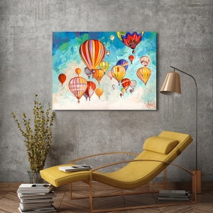 Tableau de Luigi Florio, Danse de montgolfières. Toile, poster, affiche