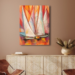 Sailboat wall art print, canvas, poster, Luigi Florio, Sails at dawn