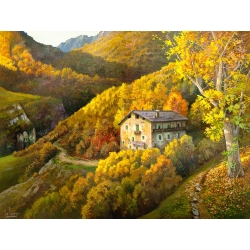 Art print, canvas, poster, Adriano Galasso, House in the mountains