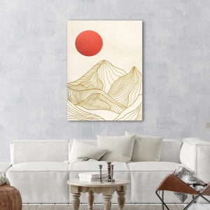 Cuadro nórdico moderno, Puesta de sol en las montañas I, Sayaka Miko
