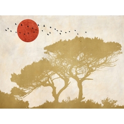 Quadro moderno dorato, Miko Sayaka, Passaggio sopra gli alberi
