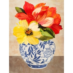 Tableau floral sur toile, affiche, Vase italien I de Anna Borgese
