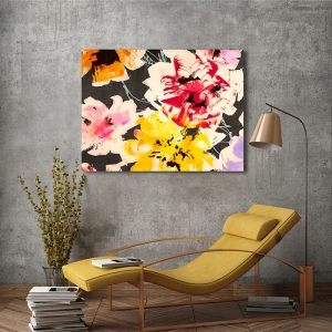 Wall art print and canvas, Neon Flowers II (detail) by Kelly Parr
