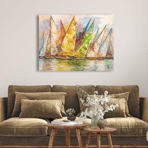Cuadro barcos de vela en lienzo, Regata de primavera, Luigi Florio
