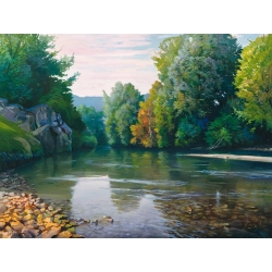 Kunstdruck, Leinwandbilder, Fluss im Wald von Adriano Galasso