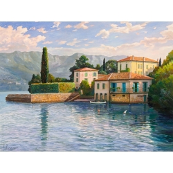 Canvas y lámina enmarcada, Villa en el lago, Adriano Galasso