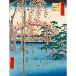 Cuadro Ando Hiroshige, Glicinias en el santuario Kameido Tenjin