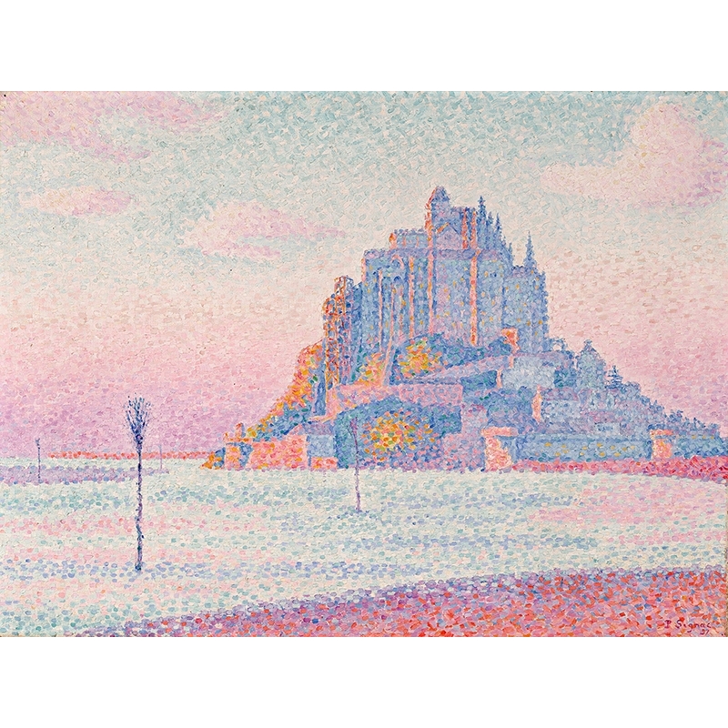 Lienzo y lámina, Monte Saint-Michel, puesta de sol, Paul Signac