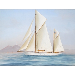 Cuadro clásico barco de vela, El velero de regatas en Nápoles