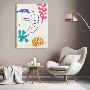 Tableau femme style Matisse, Jouer dans les vagues I