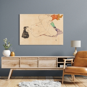 Art print and canvas, Reclining Female Nude by Egon Schiele